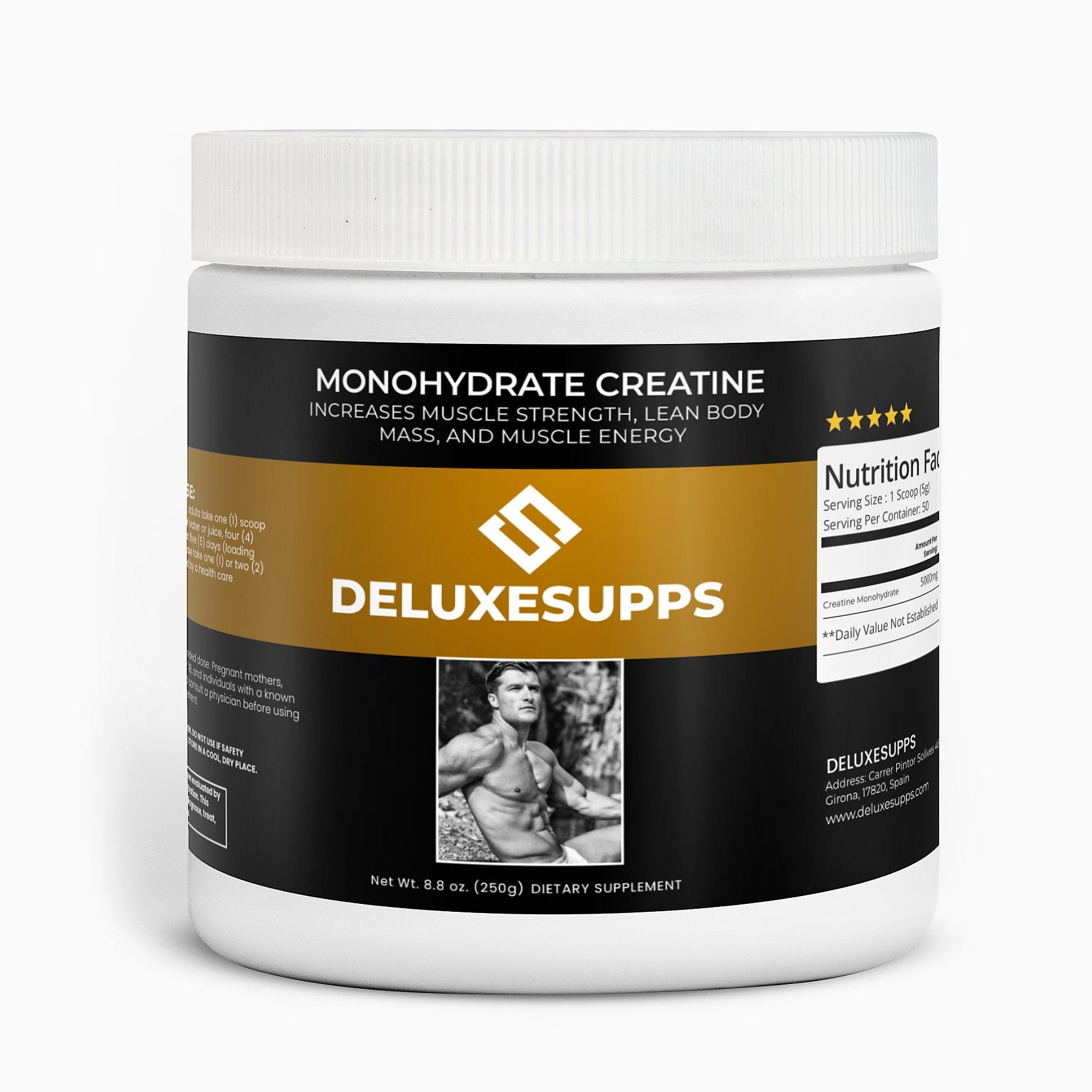 MONOHYDRATE CREATINE / STRENGHT, ENERGY AND FOCUS - 250g - Deluxesupps