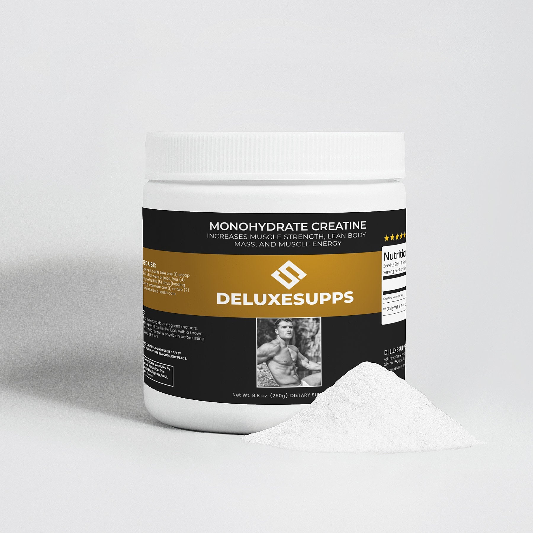 MONOHYDRATE CREATINE / STRENGHT, ENERGY AND FOCUS - 250g - Deluxesupps